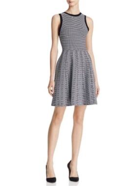 Alice + Olivia Black Kamilah Textured- Stitch  Dress Quiet Luxury Size Small